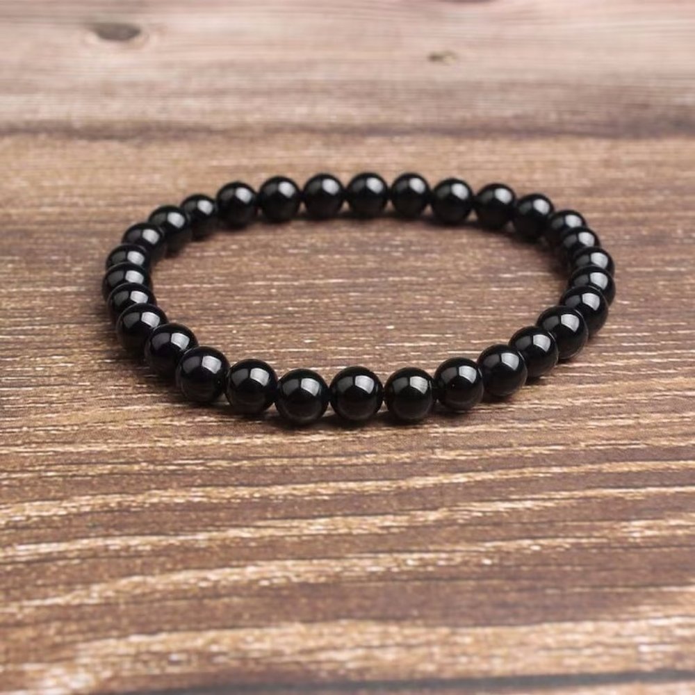 Black Onyx 6mm Beaded Healing Chakra Strength Protection Balance Bracelet Gifts